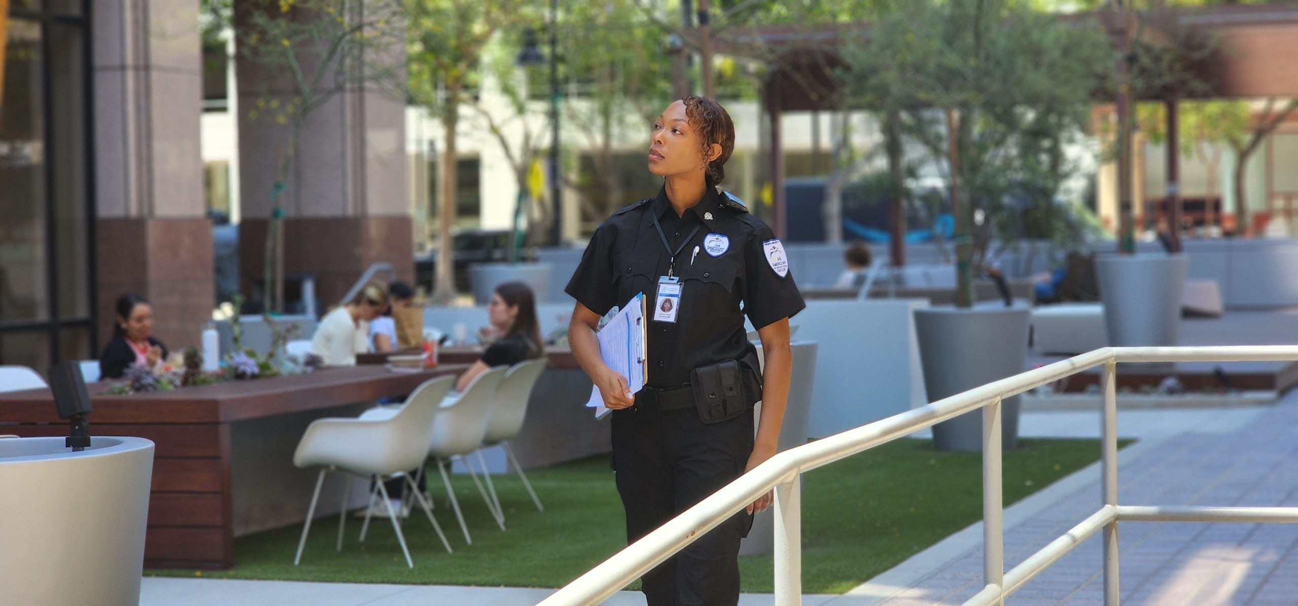 AIG Security officer assisting at a property entrance