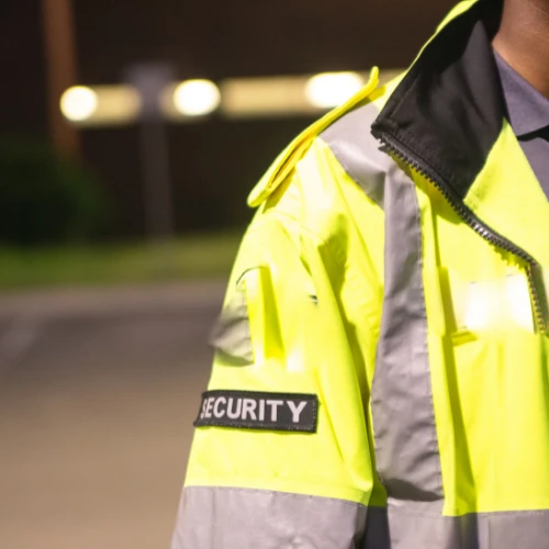AIG Security officer patrolling a residential community