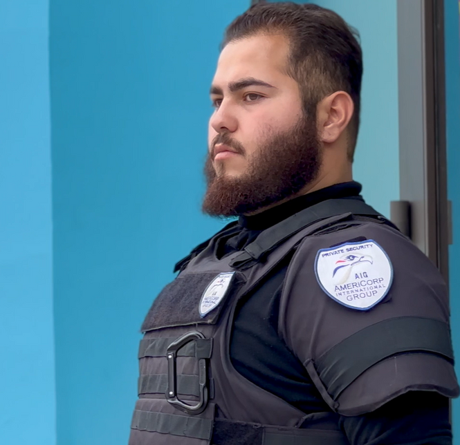 AIG Security officer on post, alert and ready
