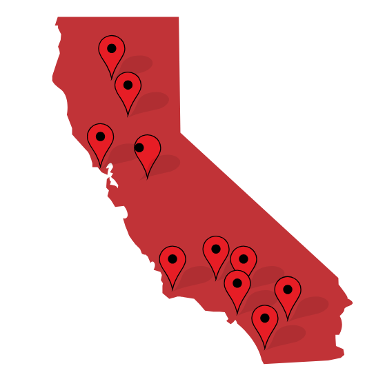 Map of California showing AIG Security statewide service areas